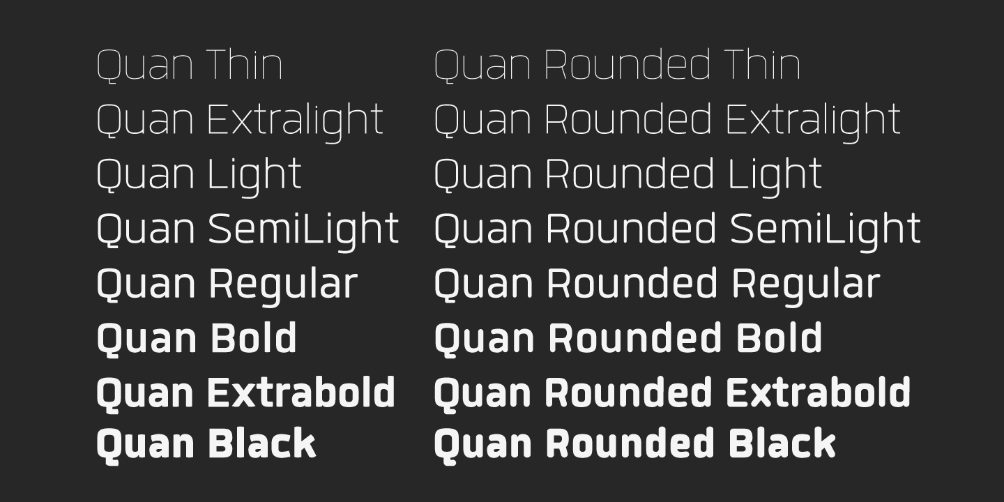 Пример шрифта Quan Rounded Semi Light Italic
